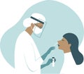 Coronavirus COVID-19 diagnostics. Doctor wearing full antiviral protective gearÃÂ making nasal swab test for patient Royalty Free Stock Photo